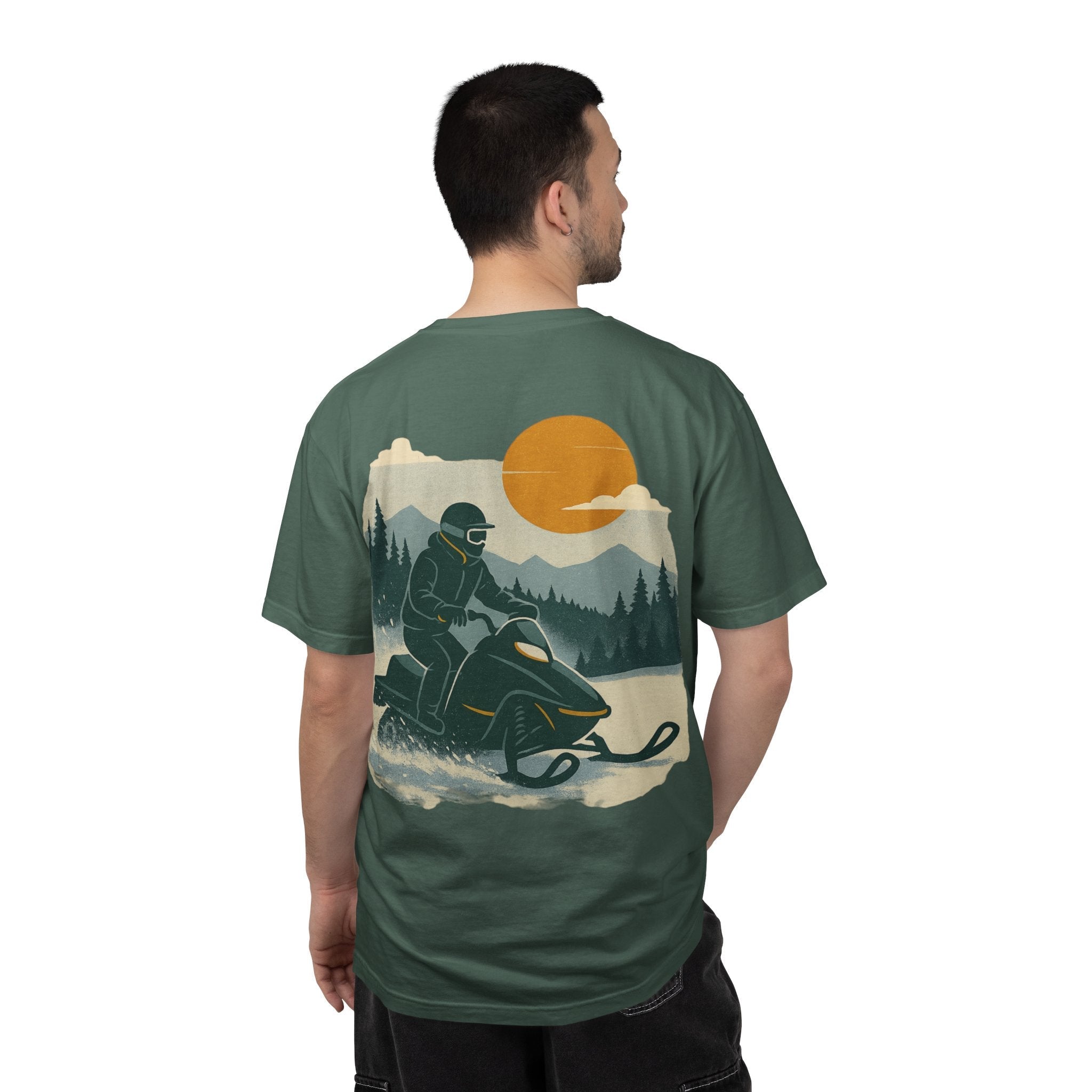 Retro Snowmobile Graphic Tee - Dad Lore Patch Printify