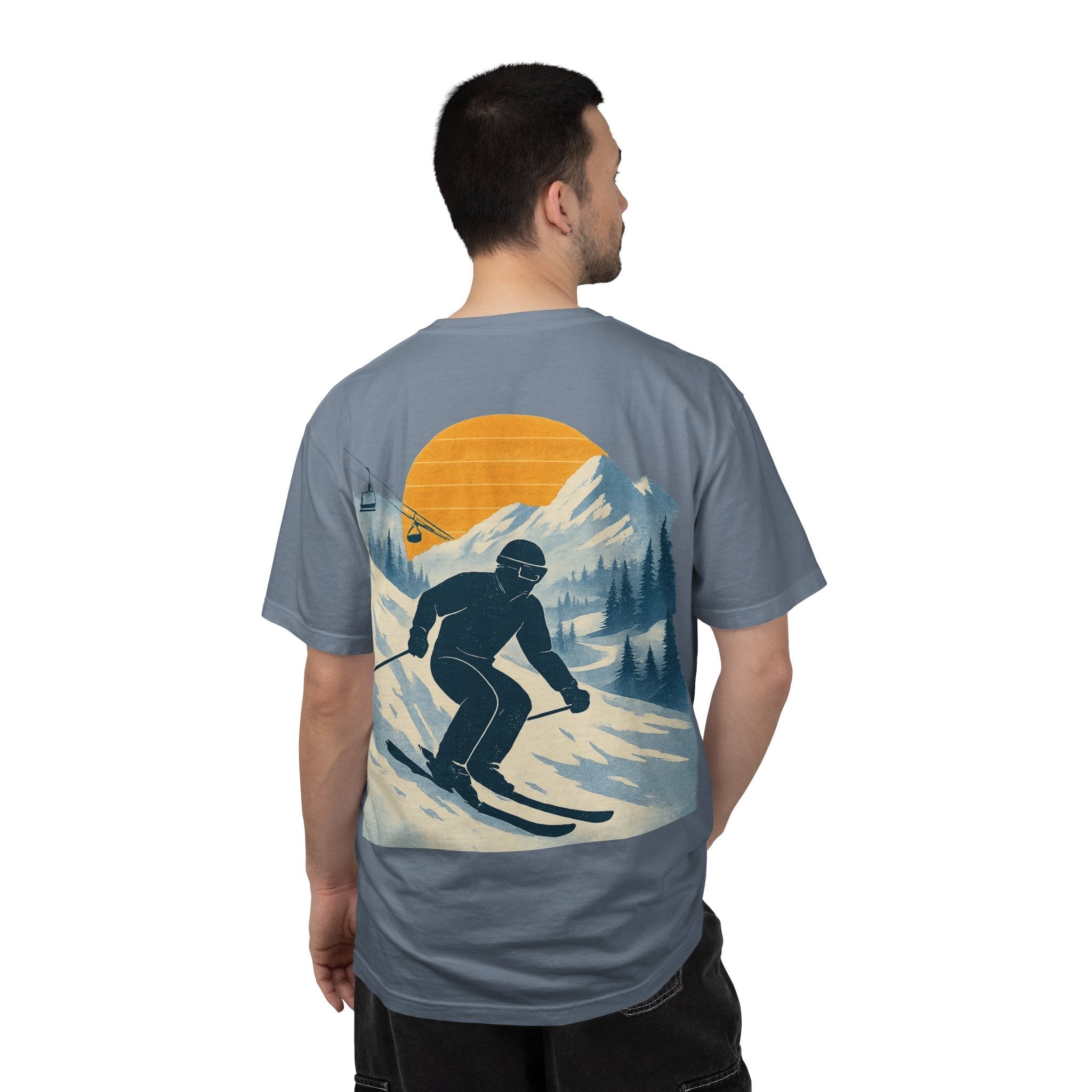 Retro Skier Graphic Tee - Dad Lore Patch Printify
