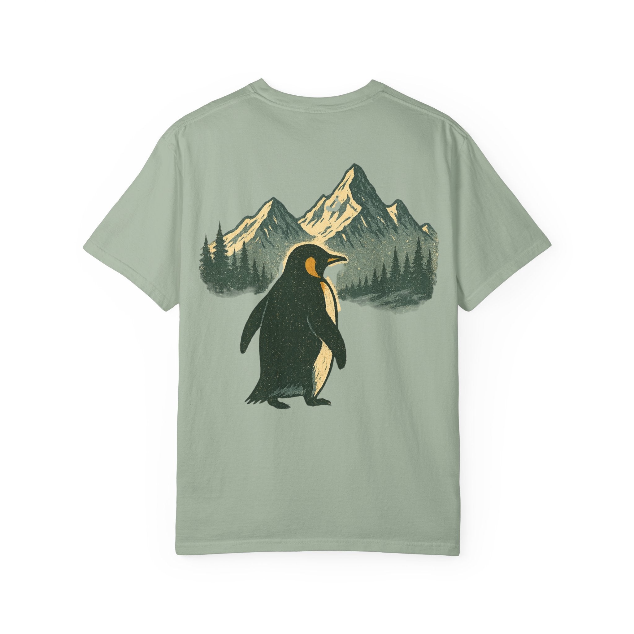 Retro Penguin Mountain Tee - Dad Lore Patch Printify